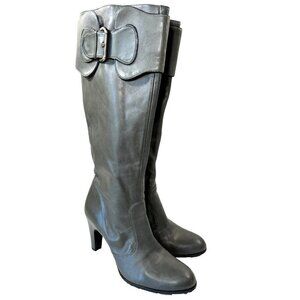 Antonio Melani Brit gray Leather Knee High Heeled Boot Size 10